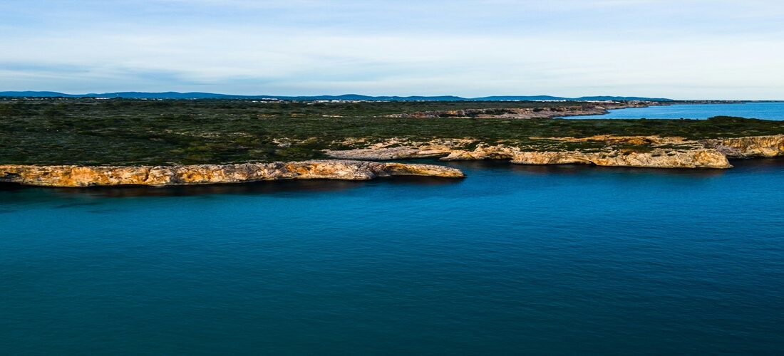 an aerial view of a body of water