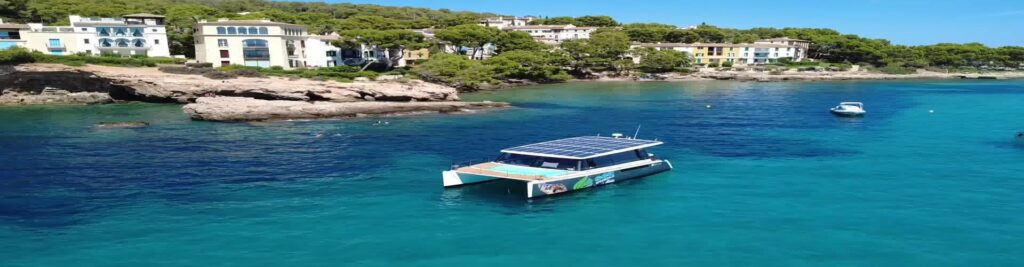 Catamarancruise van 5 uur langs de zuidkust van Mallorca met lunch & zwemstops Eco Catamaran E-Sea Mallorca Experience
