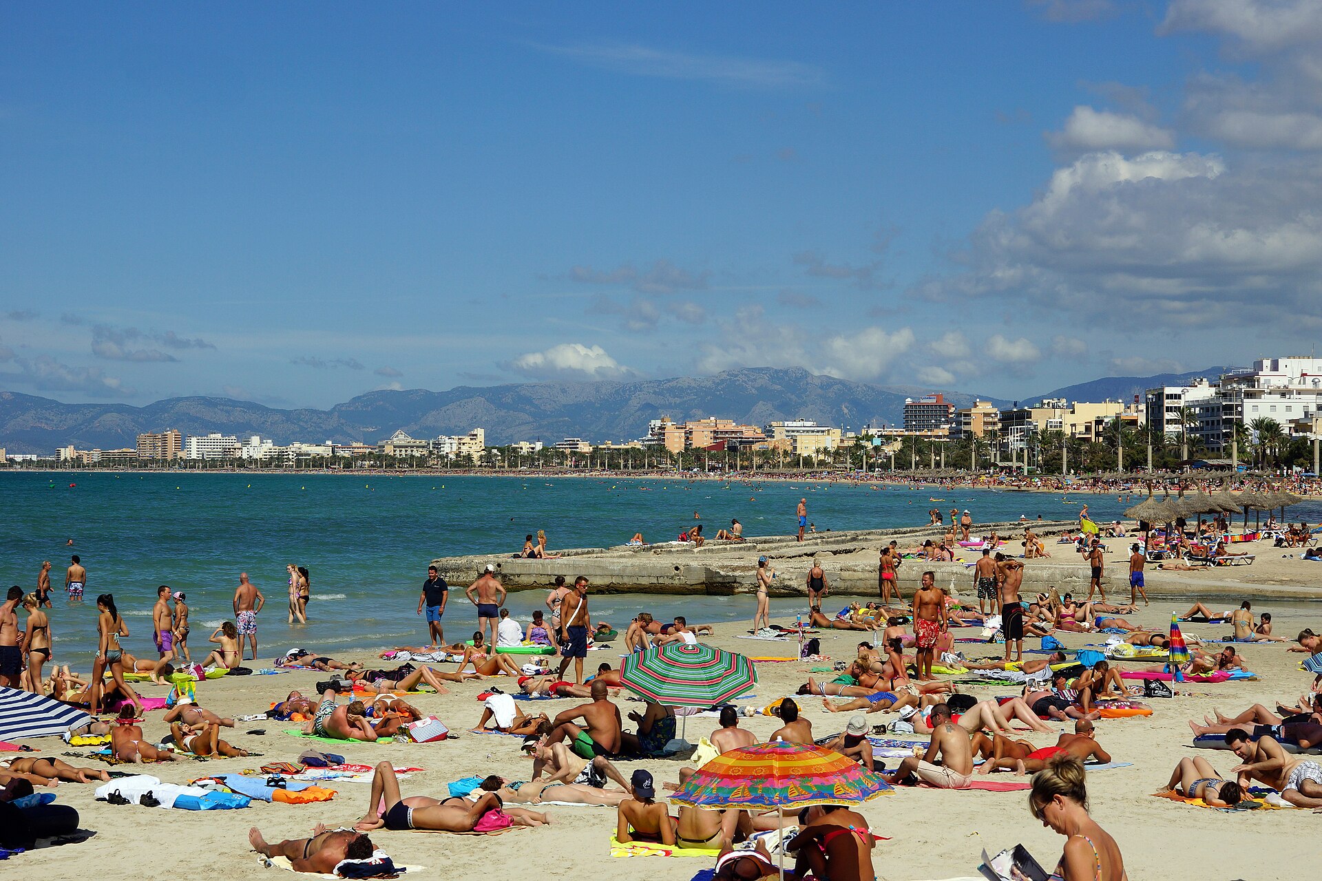 Het strand van Playa de Palma, Mallorca